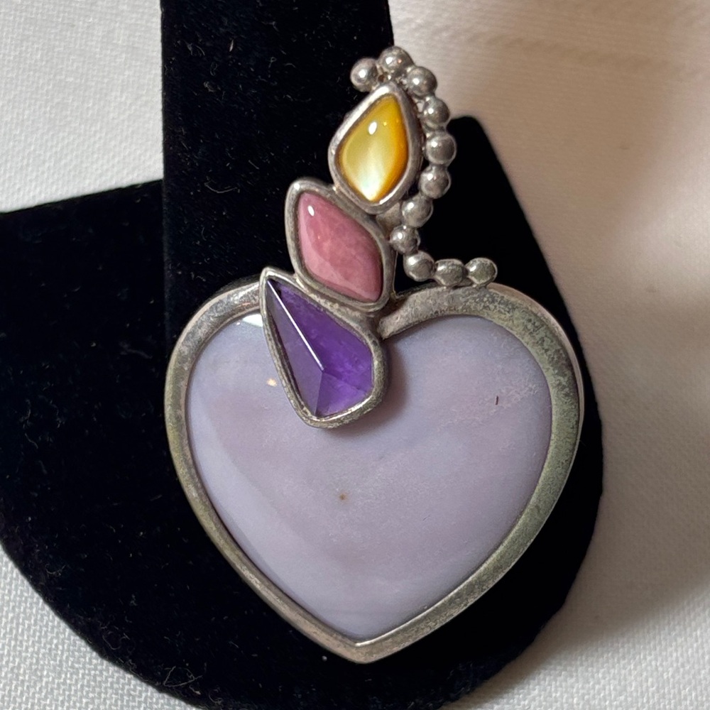 Lavender Heart Multi-Stone Pendant Necklace - Women's Jewelry
